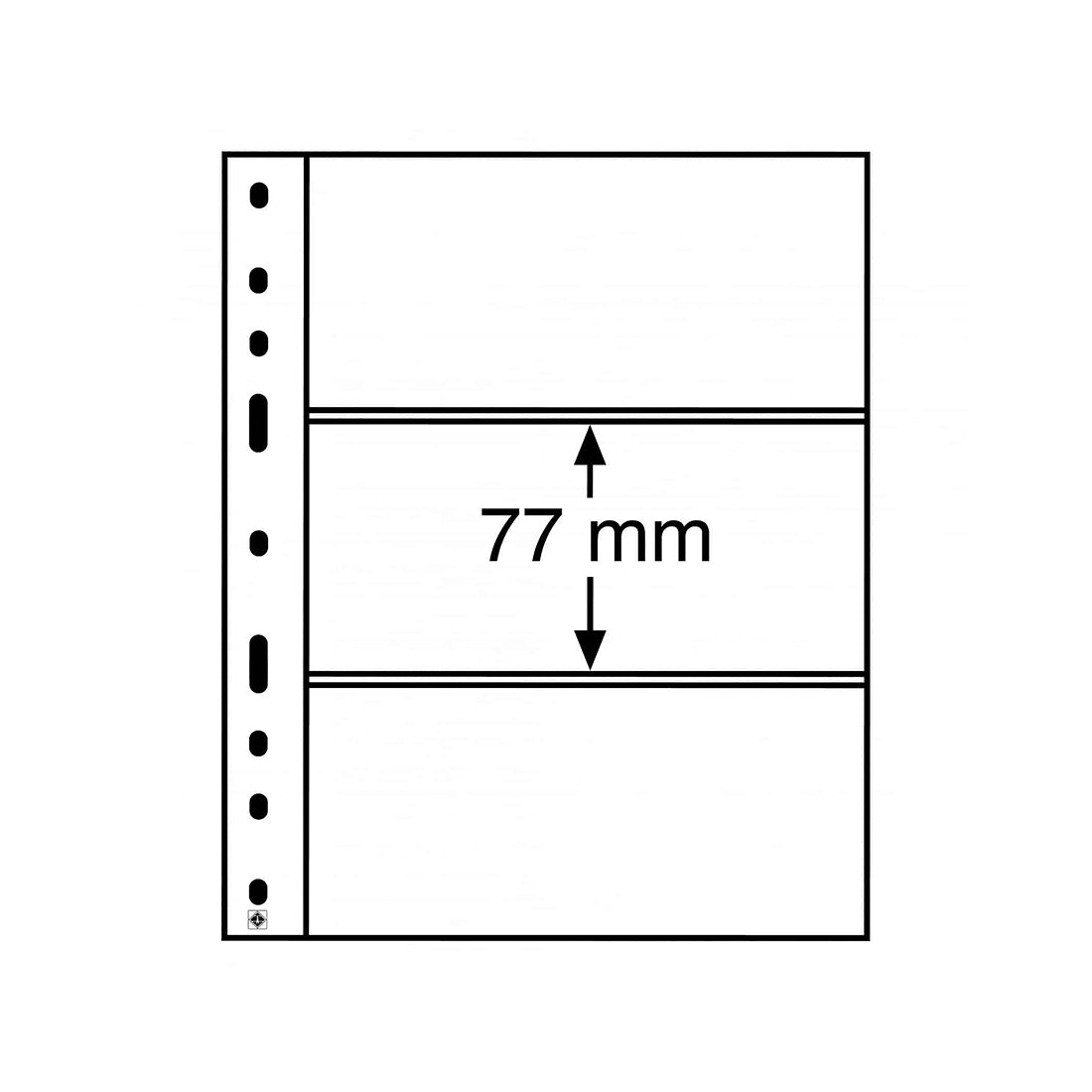 OPTIMA Plastic Pockets, 3-Way Division, Black, Double-Sided